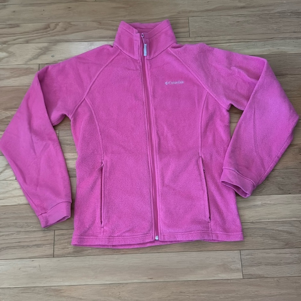 Columbia | Bright Pink | Full Zip Fleece | Youth size 18-20 (XL)